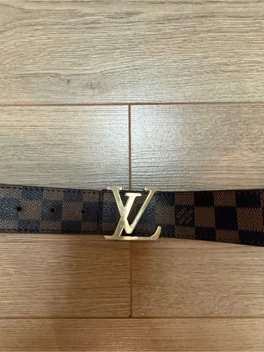 Louis Vuitton Damier Ebene Belt with Gold LV Buckle